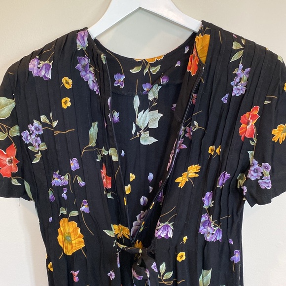 Positive Attitude Vintage Dress Floral Black Size 8 - Picture 5 of 5